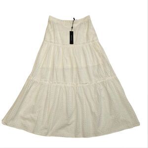 NWT BCBGMaxAzria White Cream Tiered Maxi Skirt for Casual Resort Wear 6